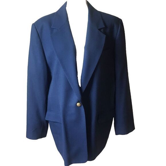 Talbot's Vintage Woman's Navy Wool Jacket Gold‎ Buttons, Three Pockets Size 20 - Picture 1 of 16